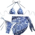 thumbnail image 2 of Trajes de baño para mujer, Trajes de baño para mujer, Conjunto de tres piezas de bikini con lazo degradado y horquilla, Traje de baño, 2 of 7