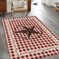 thumbnail image 3 of Farmhouse Large Area Rugs for Bedroom Living Room, Soft Non Slip Carpet Bedside Rug, Vintage Star Retro Rustic Checked Grid Lodge Rectangle Floor Cover Kitchen Accent Rug 4'x6' for Dining Room/Office, 3 of 9