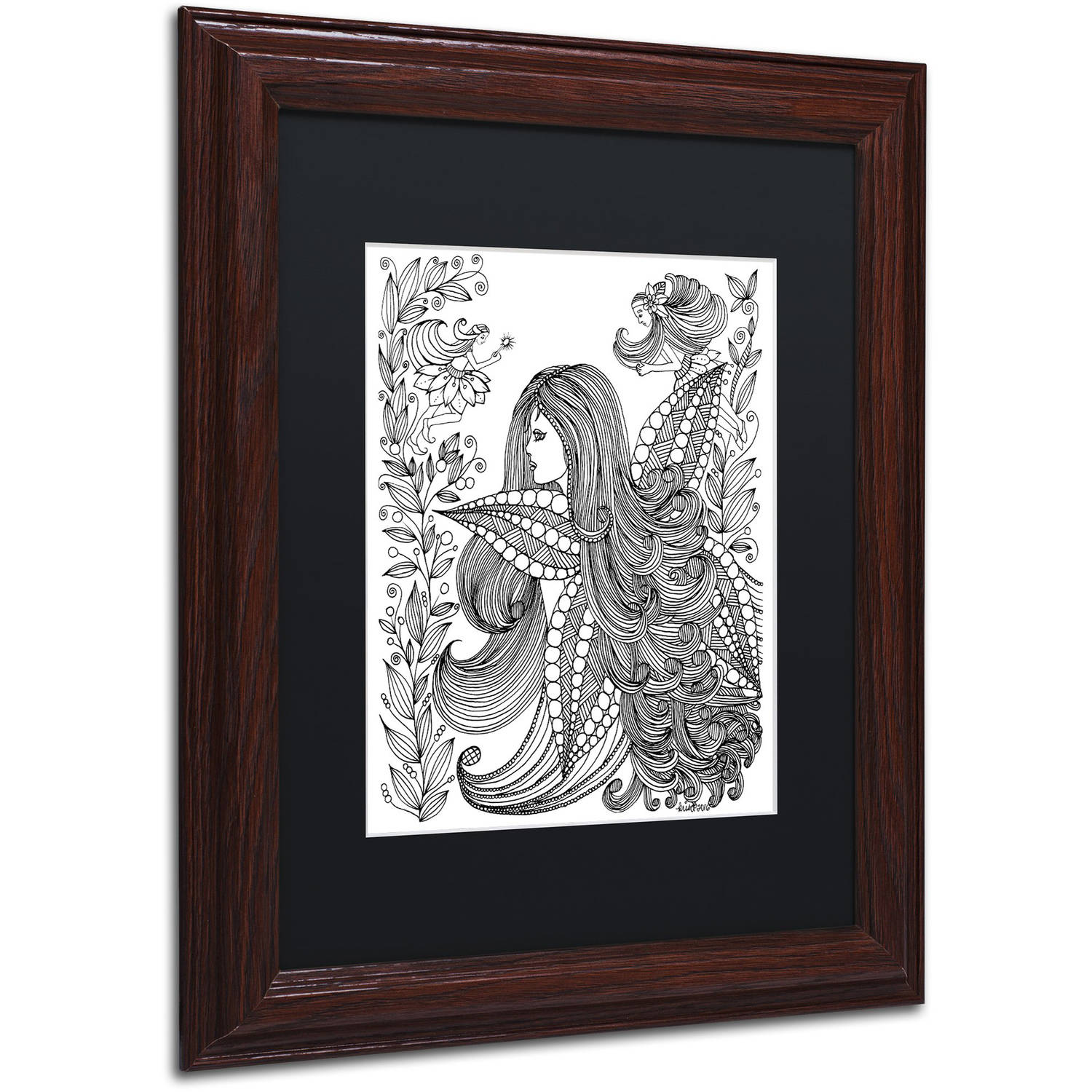 Trademark Fine Art "Fairy 11" Canvas Art by KCDoodleArt Black Matte, Wood Frame
