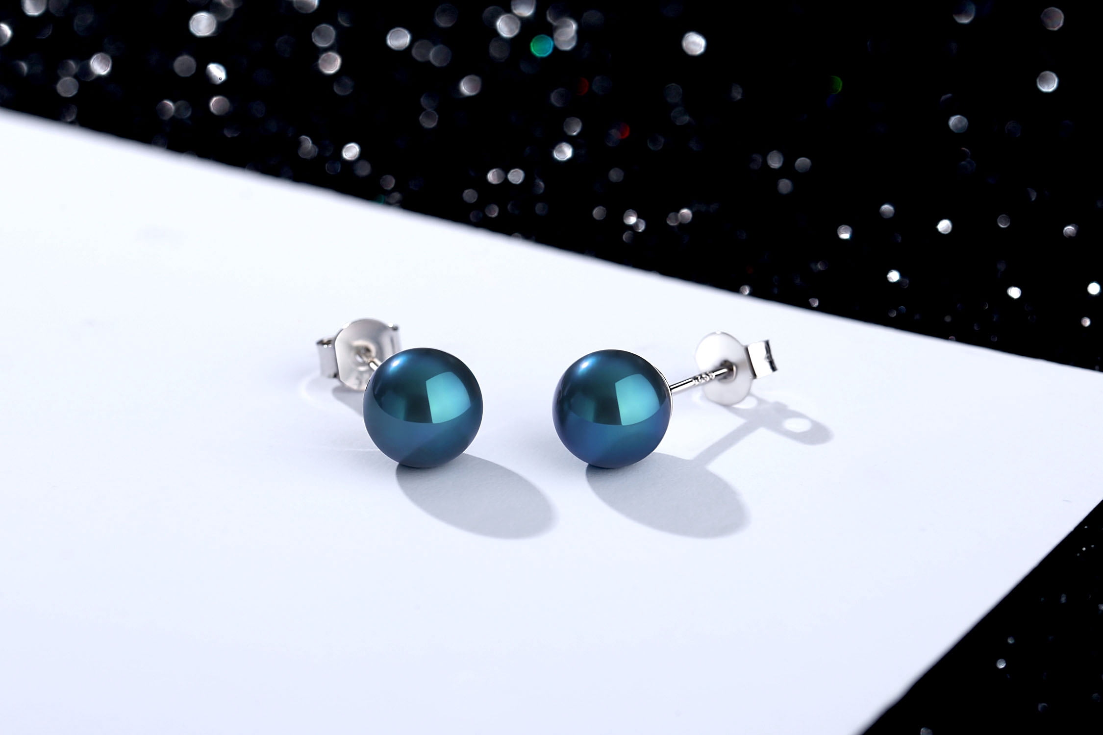 Yami Cultured Tahitian Black Pearl Nacklace and Earrings Set - 8.5-8.9mm Necklace and 7.5-7.9mm Earrings in 925 Sterling Silver Valentine's Day Jewerly Gifts for women