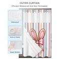 thumbnail image 4 of No Hook Shower Curtain with Snap-in Liner, Easter Waterproof Fabric Bathroom Curtains, Spring Cute Pink Bow Rabbit Ear Colorful Stripes Bath Curtains & Mesh Top Window Stall 48"x72", 4 of 9