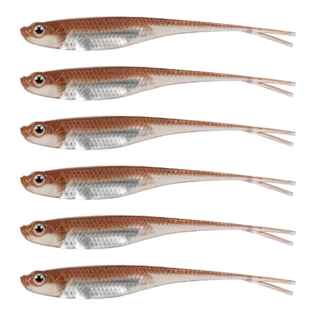 6Pcs Soft Silicone Fishing Lures Floating Baits Fork Tail Swimbaits Lures Artificial Swimbaits for Saltwater Fishing