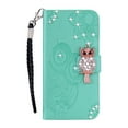 thumbnail image 2 of Feishell iPhone 12 Case, iPhone 12 Pro Case Owl Pattern Glitter Sparkly Gems Shockproof PU Leather Wallet Cover Flip Stand Card Slots Magnetic Diamond Bling Folio Case for iPhone 12/12 Pro, Green, 2 of 7