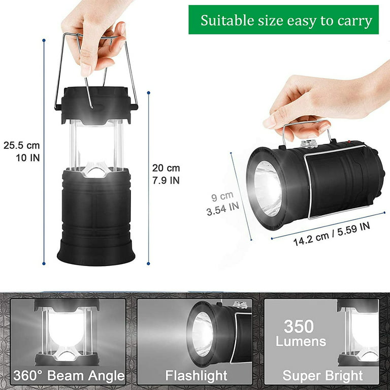 Solar Power Camping Lantern, Usb Rechargeable Lantern Flashlight Outdoor,  Led Portable Solar Camping Light Emergency Power Bank For Home Emergency,  Fishing, Camping, Hiking, Garden, Hurricane, With Battery - Temu