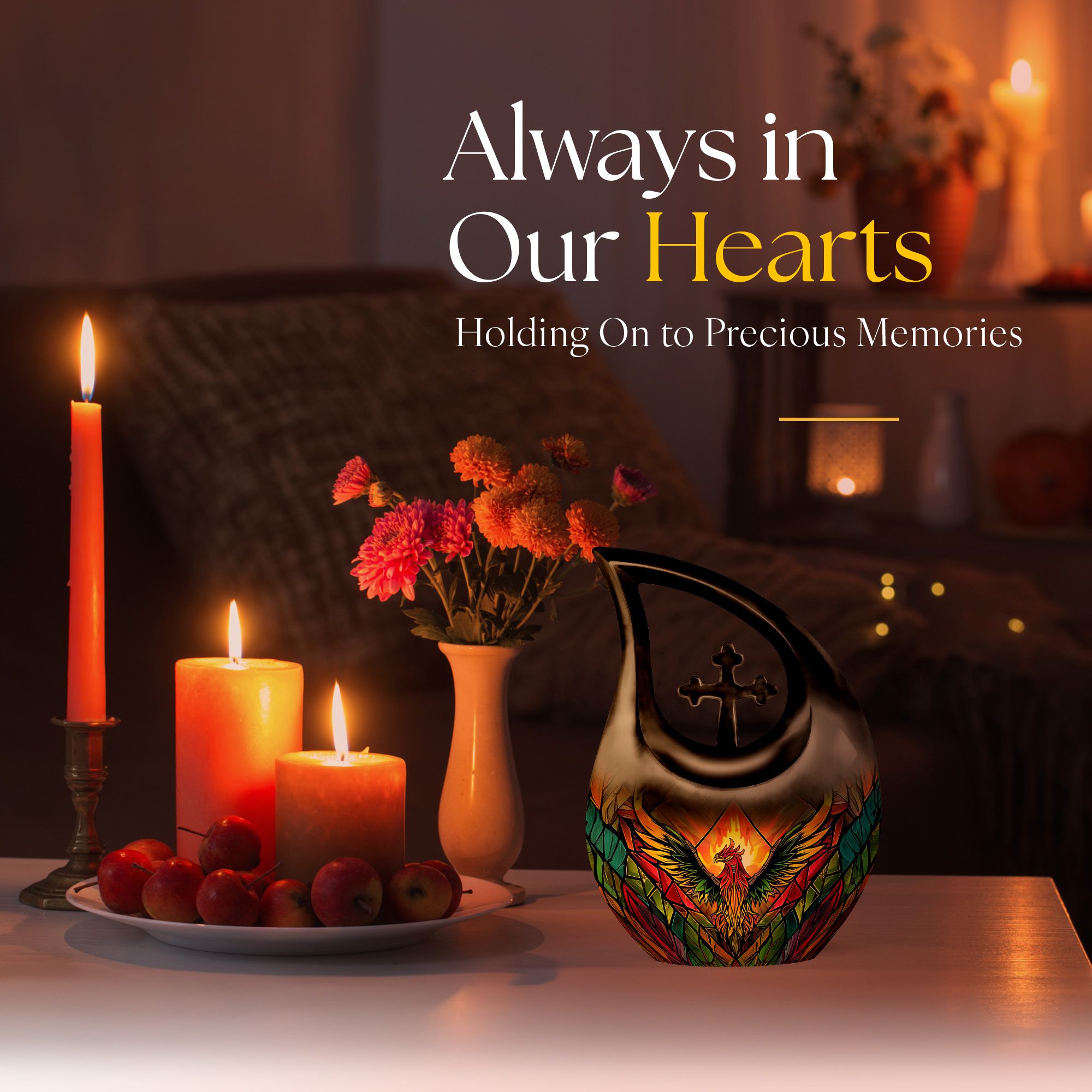 MUKTIVE Colorful Phoenix Burial Urns for Human Ashes Remains, Funeral Urns for Human Ashes Adult Male & Female Cremation, Holds 180 Cubic, Combo Sets Urn for Mom (1 Large 10 ", 4 Keepsake 3 ")