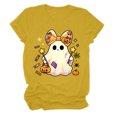 thumbnail image 6 of Akiihool Halloween Womens Clothes Plus Size Halloween Shirts for Women Pumpkin Graphic Tshirt Fall Casual Short Sleeve Tee Tops (Yellow,L), 6 of 7