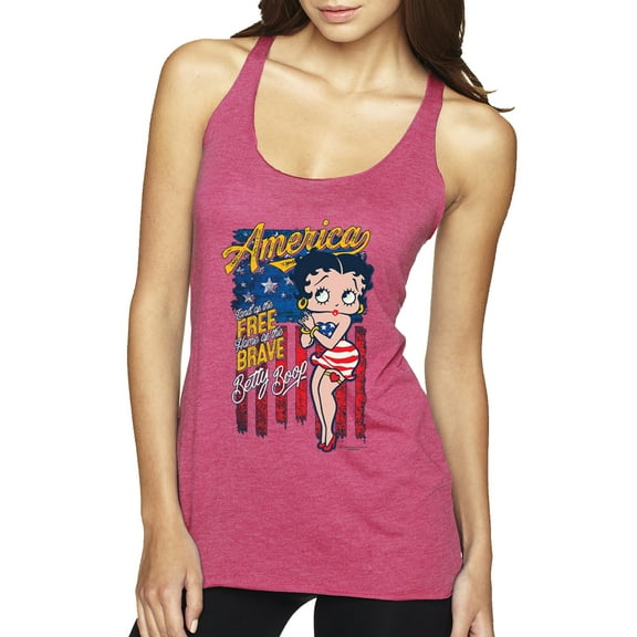 Wild Bobby Betty Boop America Land of the Free Home of the Brave Betty Boop Tri-Blend Racerback Tank Top, Vintage Pink, Large