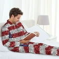 thumbnail image 6 of Salouo America Flag Glitter Print Button-Front Long Sleeve Pajama Set for Men, Soft 2Pjs Men's Long Sleeve Sleepwear-Large, 6 of 7