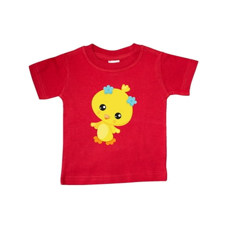 

Inktastic Cute Little Chicken Chicken With Blue Flowers Gift Baby Girl T-Shirt