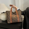 thumbnail image 3 of Bolso de mano hinchado para mujer bolso de invierno de ocio para niñas de Color de contraste de gran capacidad, 3 of 9