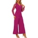 thumbnail image 4 of INSPIRAR CHIC Mono de Mujer Cuello en V Manga Larga Pierna Ancha Rompers de Fiesta XS Rosa Fucsia, 4 of 6
