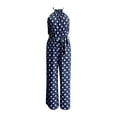 thumbnail image 1 of Gibobby pantalones siameses de pierna ancha Pantalones de verano Pierna ancha suelta Mono de lunares a la moda Diseño simple y exquisito(Azul， XL), 1 of 2