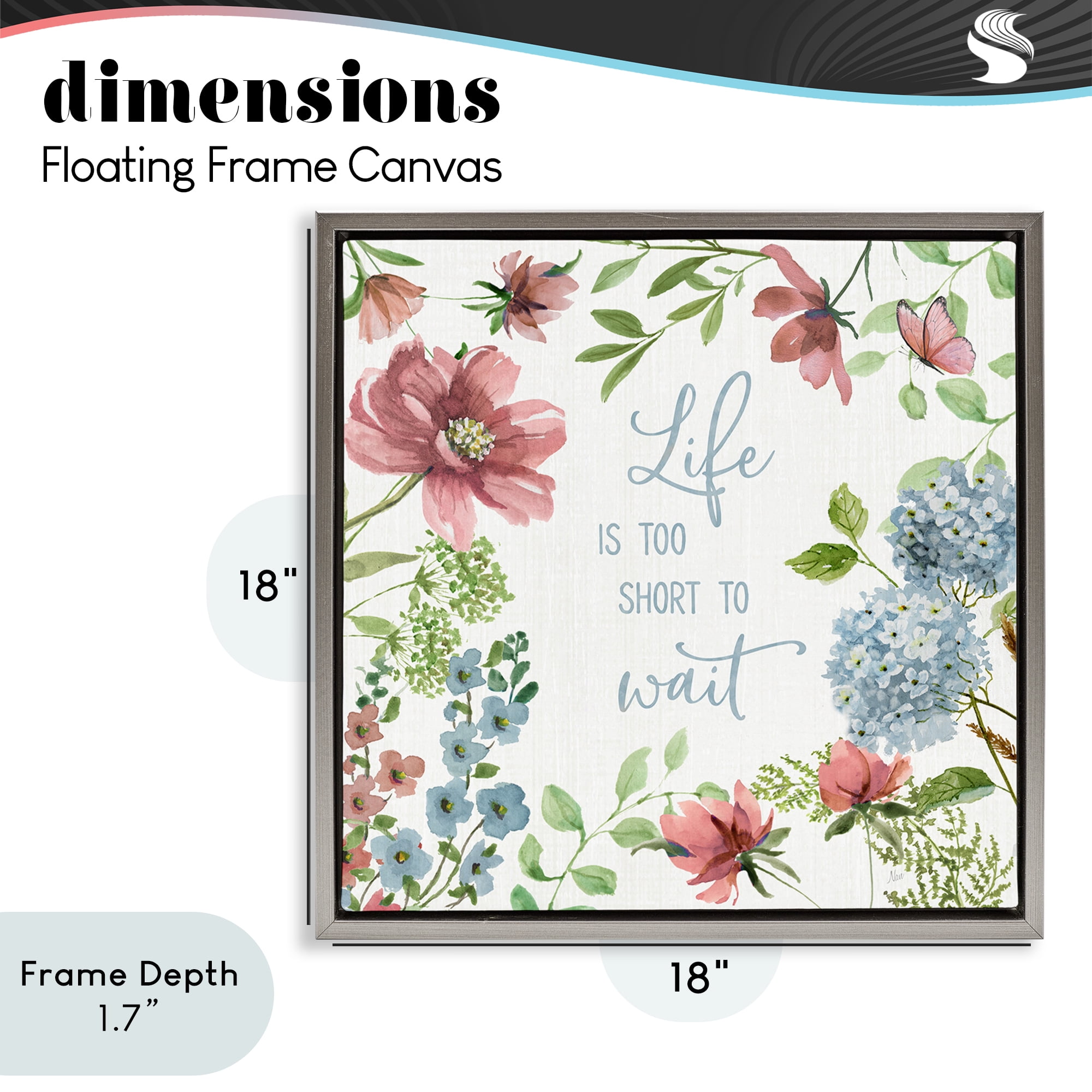 Stupell Industries Too Short To Wait Gray Framed Floater Canvas Wall Art, design by Nan