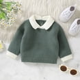 thumbnail image 2 of LUOGENLI Sweaters for Girls Size 14-16 Toddler Baby Girl Boy Knit Sweater Turn Down Long Sleeve Pullover Sweatshirt Fall Winter Clothes Sweaters for Girls Size 14-16 Dark Green 6-9 Months, 2 of 9