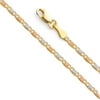 Solid 14k White Yellow and Rose Three Color Gold 2.1MM Valentina Chain Necklace - 18 Inches