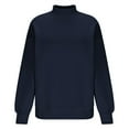 thumbnail image 4 of Fartey Solid Color Sweatshirt for Women Fall Trendy Casual Long Sleeve Slim Tops with Pockets Soft Comfy Crew Neck Pullovrts Loose Fit Sweatshirts Navy 2XL, 4 of 7