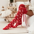 thumbnail image 2 of Rdhnmea Women's Christmas Thigh High Socks Cable Knit Over the Knee Boot Socks Xmas Snowflake Print Long Stockings Winter Warm Leg Warmers, 2 of 9