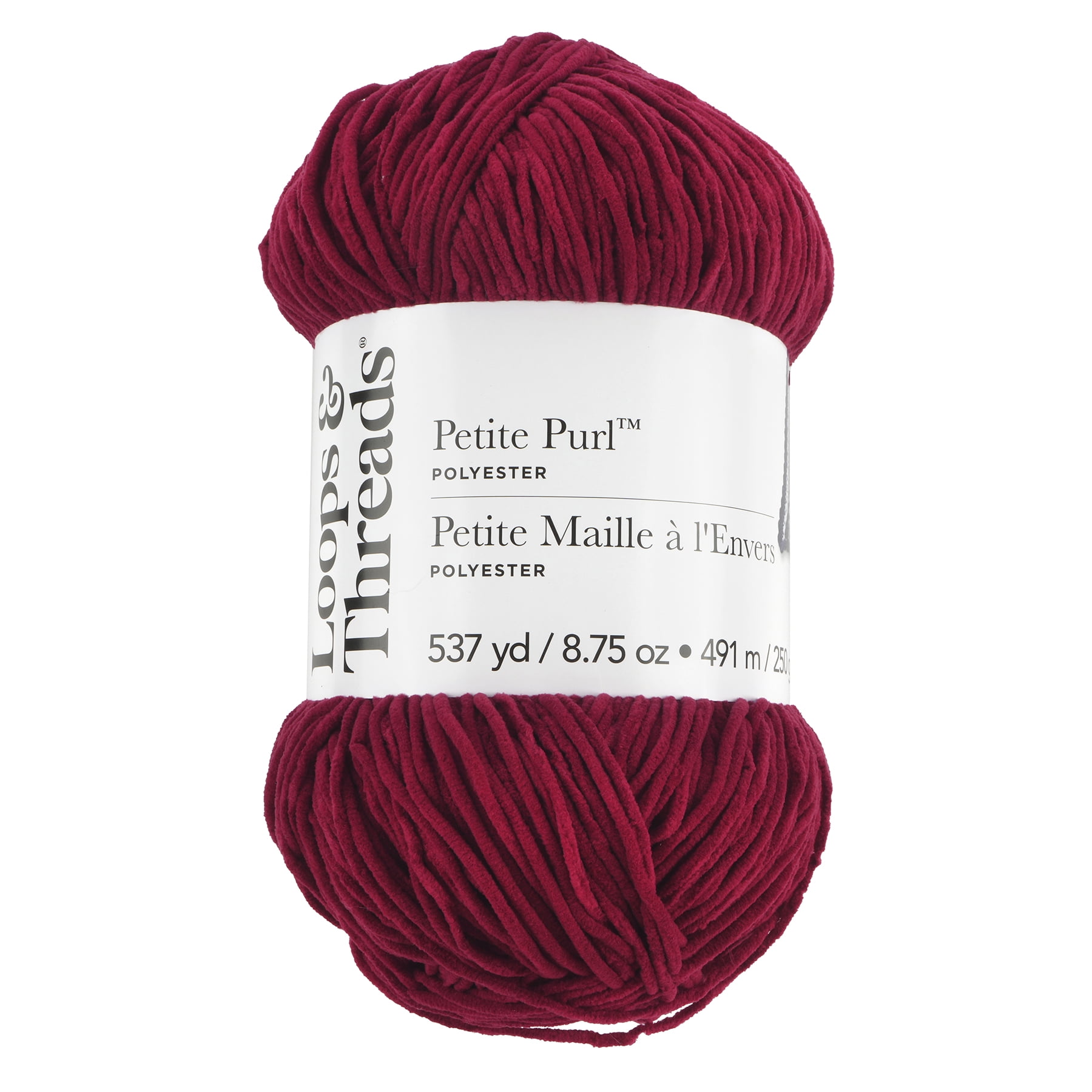 (3 pack) Petite Purl Yarn by Loops & Threads - Yarn for Knitting - Crochet - Weaving - and Arts & Crafts - Red - Polyester - 8.75 oz