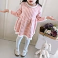 thumbnail image 3 of JUoaLXG Baby Girls Casual Dresses Summer Korean Knitted Plaid Print Long Sleeve Cute Comfortable Dress Sportwear,Pink,6-12 Months, 3 of 4