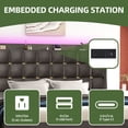 thumbnail image 4 of Uforic Queen Size Upholstered Bed with Charging Station, LED Bed Frame with Headboard, Grey, 4 of 7