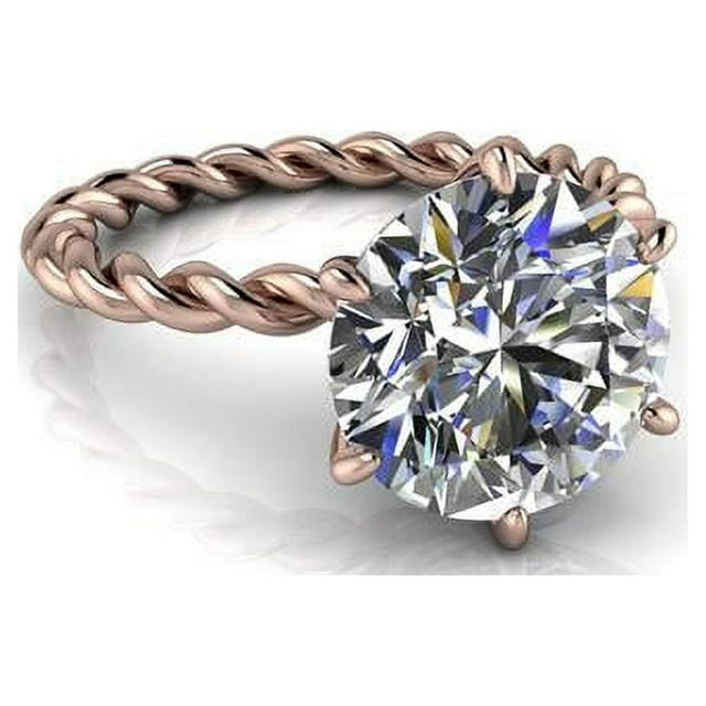 5.00 Ct Stunning Solitaire Round Diamond Bridal Rings Solid 18K Rose Gold
