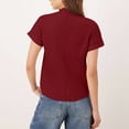 thumbnail image 4 of Roncen Ladies' V-Neck Blouse with Gold Buttons - Casual Short Sleeve Top in Breathable Cotton with Roll-Tab Sleeves, 4 of 6