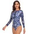 thumbnail image 4 of SWSMCLT Women's Long Sleeve Bathing Suit Short Surf Swimwear One Piece Swimsuit Cheeky Zip Slimming Beach Navy 6, 4 of 5
