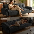 thumbnail image 6 of MIKIBAMA 75" Dark Gray 3 Seat Linen Convertible Futon Sofa Bed Tufted Design Adjustable Backrests With Solid Wood Legs for Small Spaces, 6 of 7