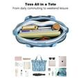 thumbnail image 4 of Tote Bag for Women - Light Blue Christmas Snowflake Pattern Shoulder Bag - Large Utility Work Duffle Bag with Zipper Handbag for Travel, Work, Sprots, 4 of 5
