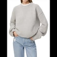 thumbnail image 2 of Suéter de Mujer, Cuello Redondo, Larga, Holgado, Tejido Suave, Dobladillo Acanalado, para Otoño e Invierno. Gris Talla Única, 2 of 9