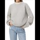 thumbnail image 2 of Suéter de Mujer, Cuello Redondo, Larga, Holgado, Tejido Suave, Dobladillo Acanalado, para Otoño e Invierno. Gris Talla Única, 2 of 9