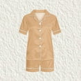 thumbnail image 2 of IROINNID Toddler Pajamas Set Summer Short Sleeve Tops and Shorts Two-Piece Botton Lapel Suit Soild Color Kids Clothes, 2 of 5