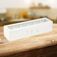 thumbnail image 4 of yuksok Rectangular Wooden Tea Box with Lid Stackable Tea Bag Holder Kitchen Organiser Cha Tea Box 6 Compartment Tea Bag Box for Creamers Sugar White, 4 of 8