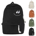 thumbnail image 3 of FUZHIQ Face Embroidered School Backpack for 5th 6th 7th 8th Grade, Retro Style Bookbag with Tassel Zipper, Casual Middle School Bag, Brown, 3 of 9