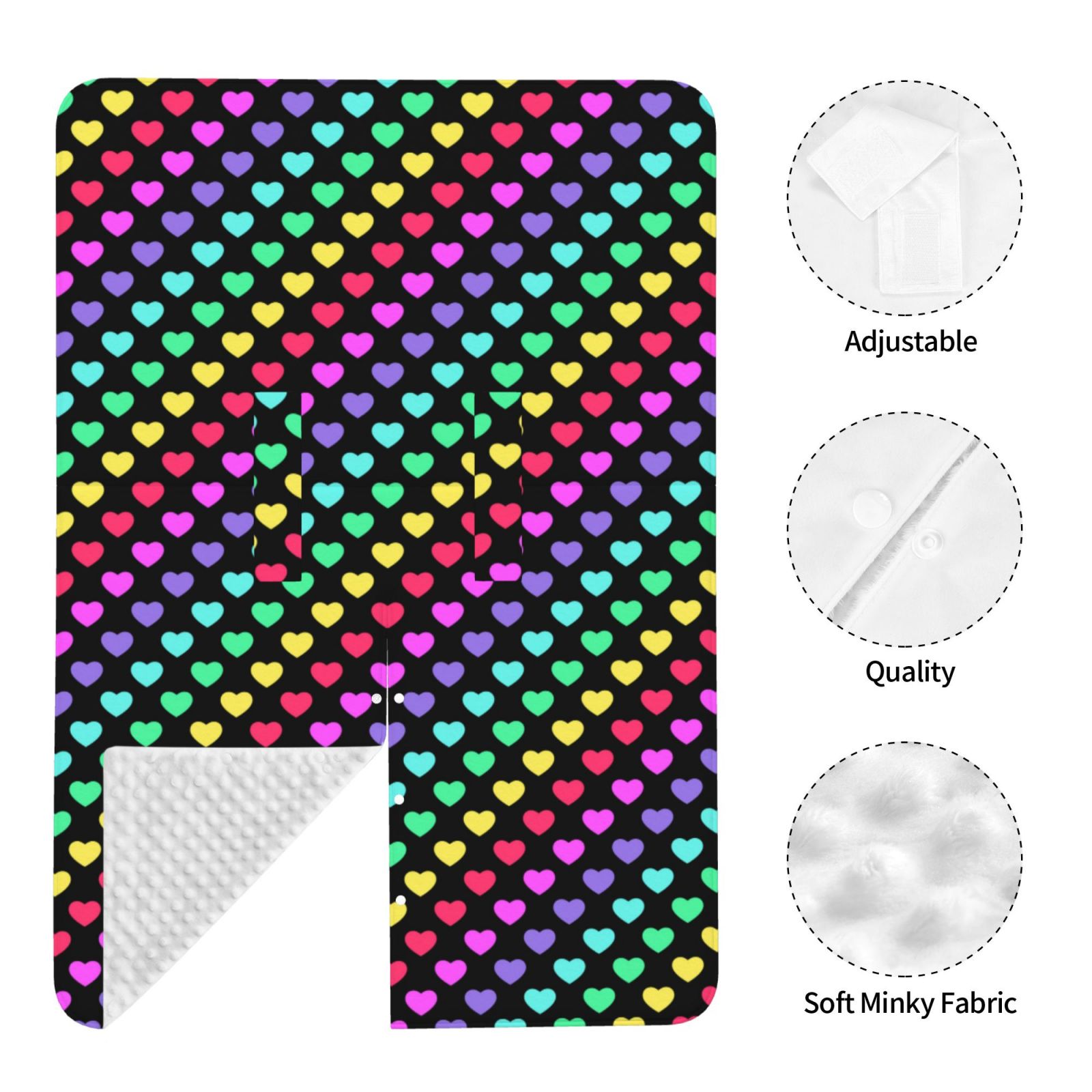 Car Seat Cover Baby - Rainbow Hearts Breathable Infant Car Seat Cover for Baby Carseat, Lightweight Comfort Baby Essentials Must Haves Newborn Stuff for Girl Boy