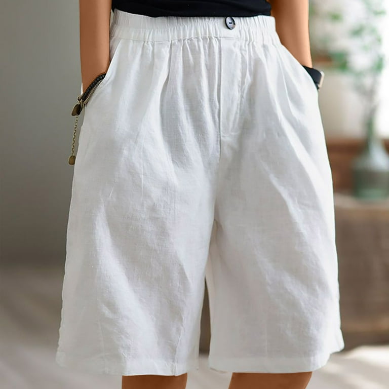 Ladies white top shorts size 14
