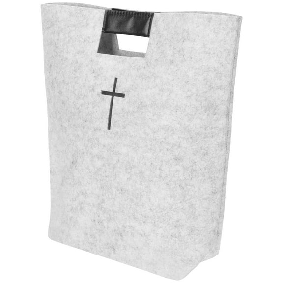SOPOTUTU Large White Felt Bible Tote Bag with Cross Pattern, Spacious Book Handbag for Church and Everyday Use