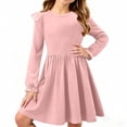 thumbnail image 5 of Cethrio Girls Casual Dresses, School Crew Neck Long Sleeve Mid-length Spring Dresses Pink Size 6, 5 of 6
