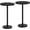 Marble Black + Black, variant on Round Side Table Set of 2, Tall Drink End Table for Small Spaces, Pedestal Style Martini Side Table in Living Room, Bedroom, Dormitory, Brown and Black