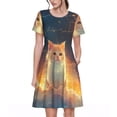 thumbnail image 1 of Easygdp Starry Sky Constellation Cat para Vestido Transpirable de Mujer, Vestido Suelto de Manga Corta con Pliegues y Bolsillos para el Verano, 1 of 6