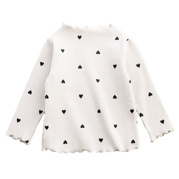 WhouRiu Girl T Shirts Heart Print Long Sleeve Sweaters Clothes Child Fashion Knit Sweater Beige,Sizes 1-2