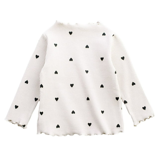 Girl's Fall T Shirts Heart Print Sweaters Baby Patternoutfits Knit Sweater Beige Going Out Fall Tops for B