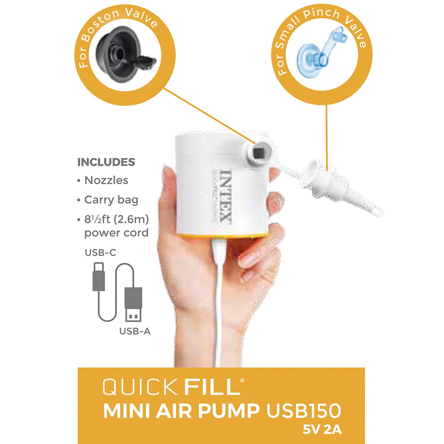 Intex Quick Fill Mini Air Pump USB150, USB Powered