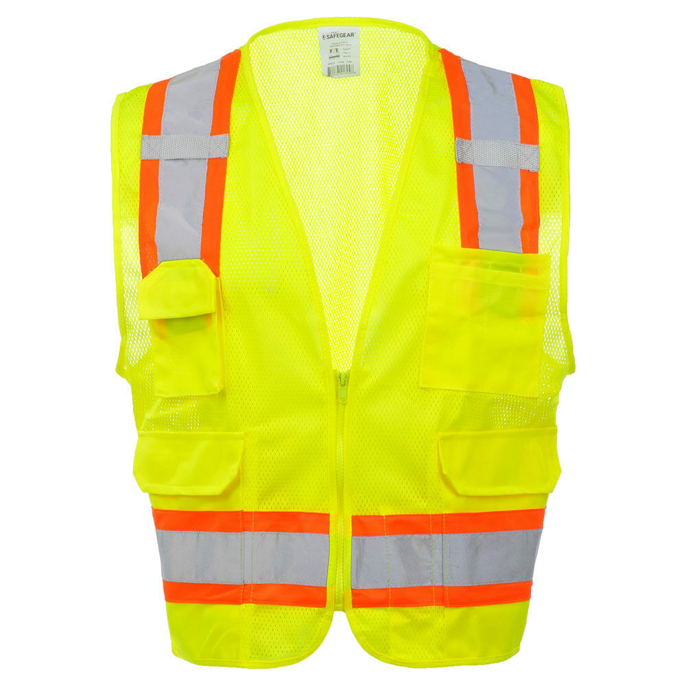 JJ Keller SAFEGEAR L/XL Type R Class 2 Surveyor Safety Vest - Hi Vis Lime/Orange
