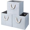 thumbnail image 1 of Foldable Storage Cube Bins Grey Bamboo Fabric Collapsible Resistant Basket Box Organizer with Cotton Rope Handle for Home Office a, 1 of 7