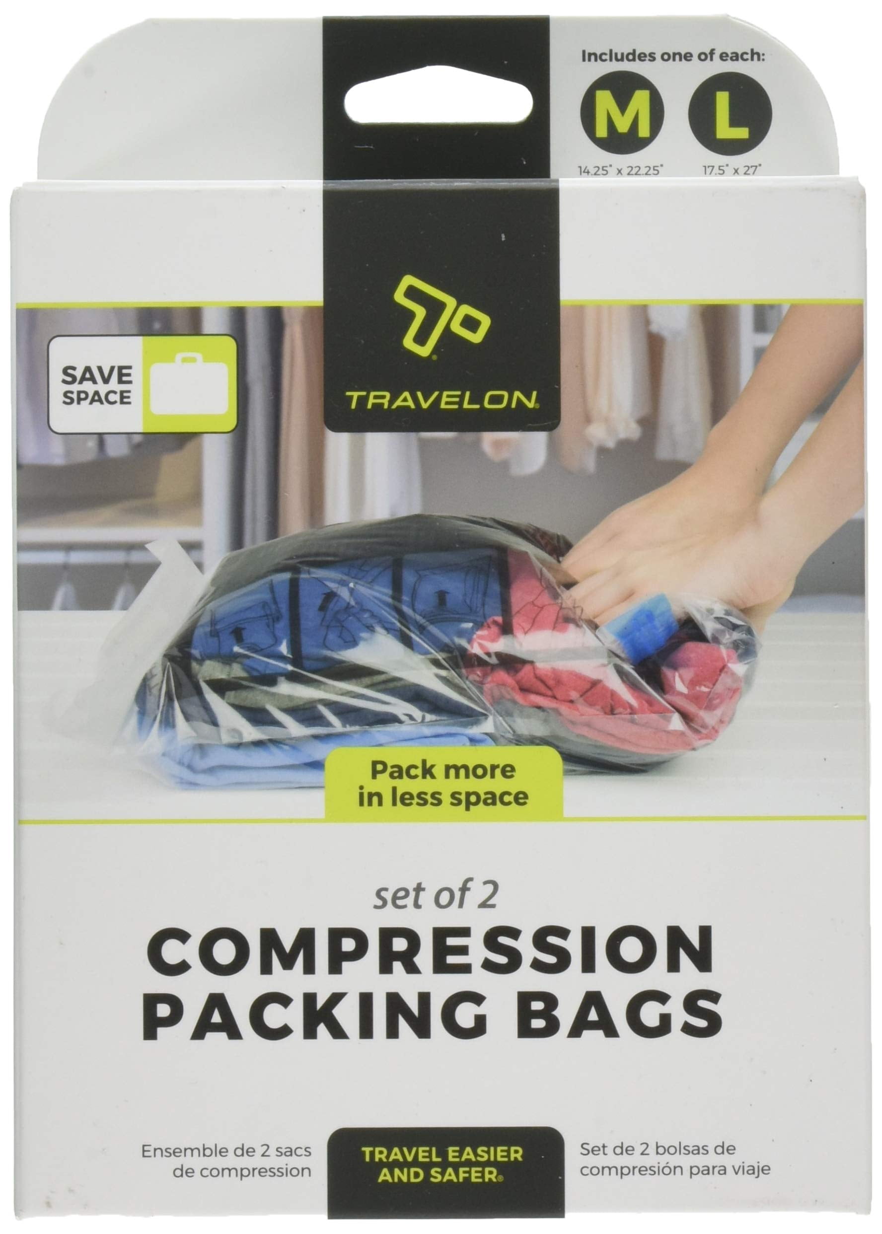 Space Saving Travel Compression Bags Packing Roll Up Storage Set Of 2 Walmart