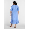 thumbnail image 3 of Terra & Sky Women’s Plus Scoop Neck Maxi Dress with Elbow Length Sleeves, Size 0X-5X, 3 of 5