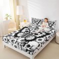 thumbnail image 3 of Homewish Skull Moth Damask Bed Sheets,Gothic Halloween Full Size Sheets,White Black,4 Pieces,1 Flat Sheet, 1 Fitted Sheet and 2 Pillowcases, 3 of 6