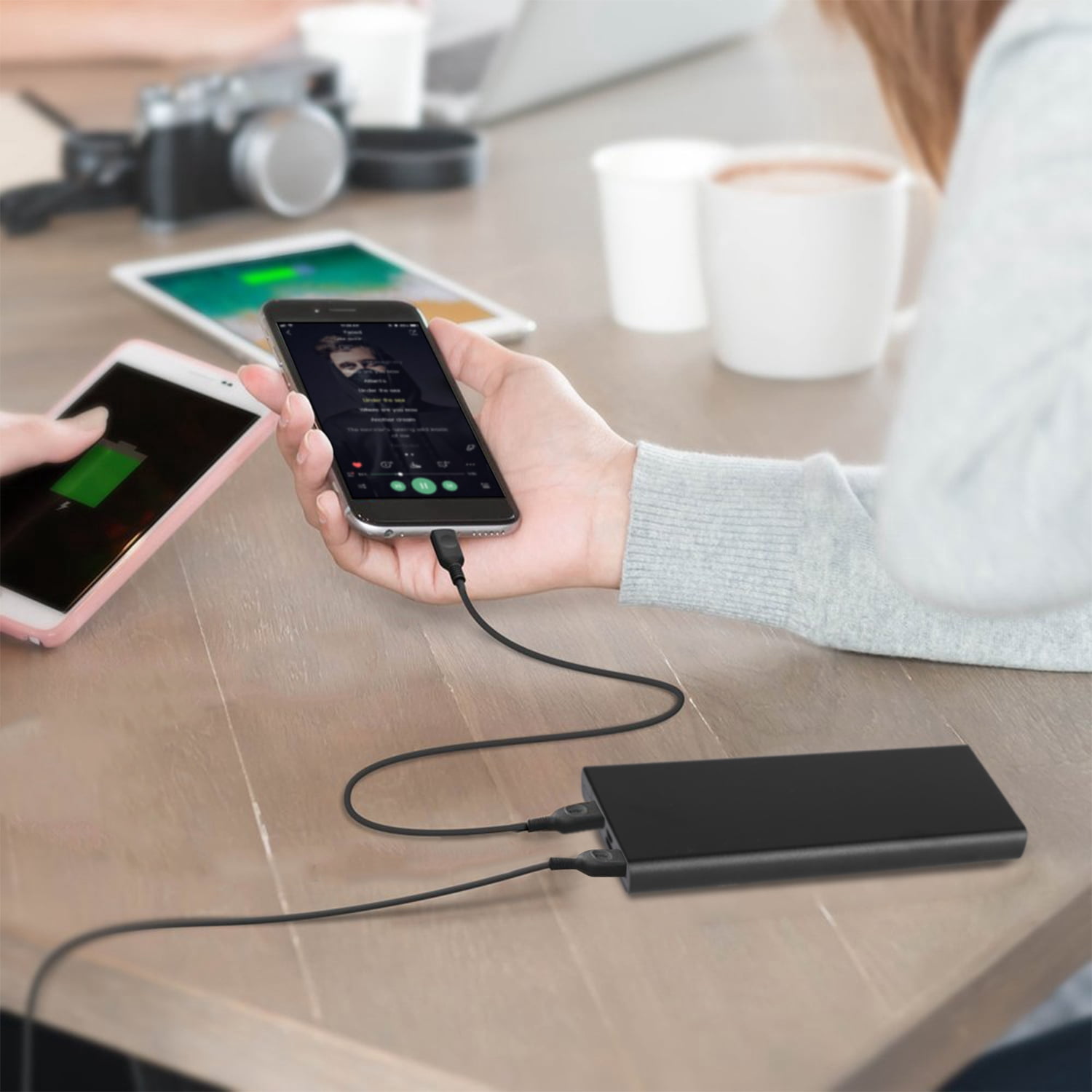 20000mAh Power Bank Portable External Battery Pack Phone Charger With Dual USB Output Type C Micro USB Input,Multi-functional universal power bank