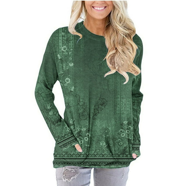 EQWLJWE Chandails en Molleton pour Femmes en Polaire, Col Rond, Haut Graphique à Fleurs, Manches Longues, Chandail-Over Mignon, Léger, Ample, Costumes d'Halloween en Liquidation